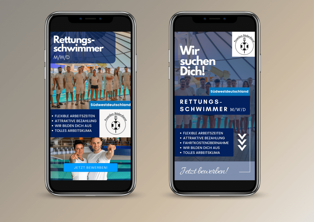Mockup von Werbeanzeigen der Firma Poseidon